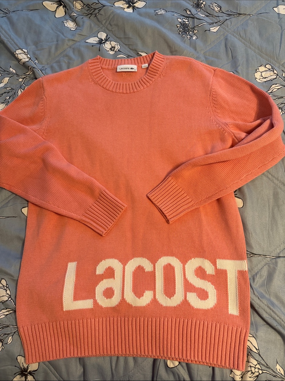Women’s Lacoste Coral Crewneck Sweater with White Logo